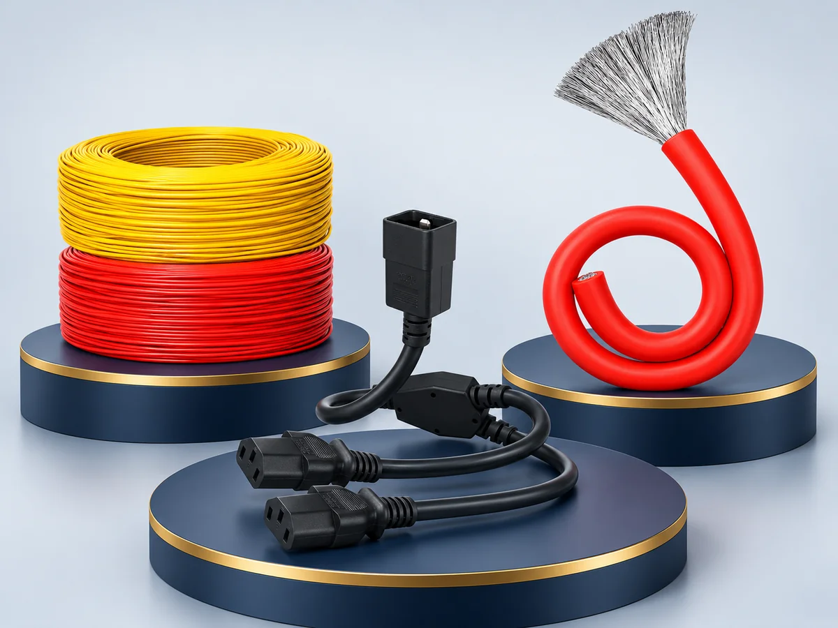 Illustration of wire, industrial cable and power-connection product families